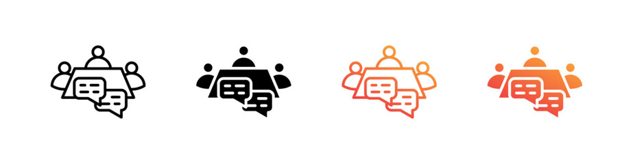 Discussion Forum Multiple Style Icon Set Vector 