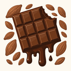 chocolate-bar-bite-cocoa-beans-melted