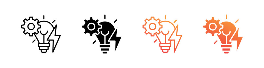 Energy Efficiency Multiple Style Icon Set Vector 