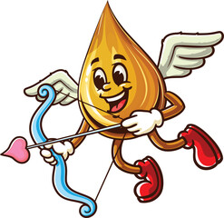 Cartoon character oil drop is becoming cupid