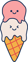 Obraz premium Cute Kawaii Ice Cream Cone