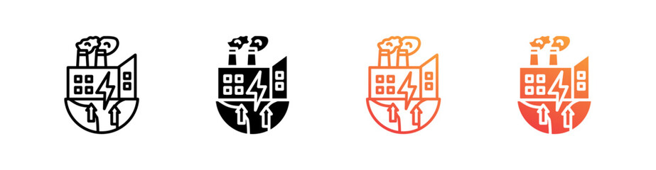 Geothermal Multiple Style Icon Set Vector 