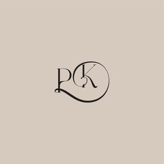 monogram wedding logo elegant and luxury style PK dinamyc curvy initial concept letter