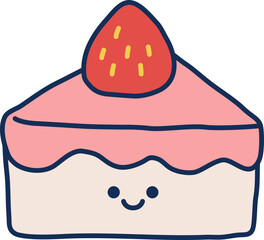 Kawaii Strawberry Cake Slice

