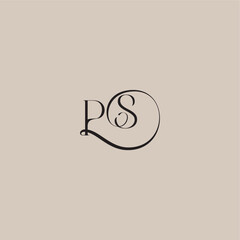 Obraz premium monogram wedding logo elegant and luxury style PS dinamyc curvy initial concept letter