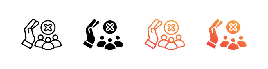 Exclusion Multiple Style Icon Set Vector 