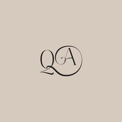 monogram wedding logo elegant and luxury style QA dinamyc curvy initial concept letter