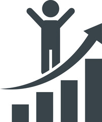 Business Growth Success Icon: Person on Chart