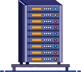 server rack with cables