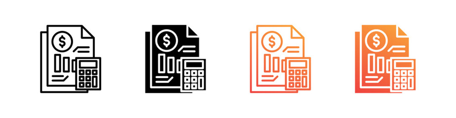 Budget Deficit Multiple Style Icon Set Vector 