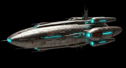 Spaceship on Black Background