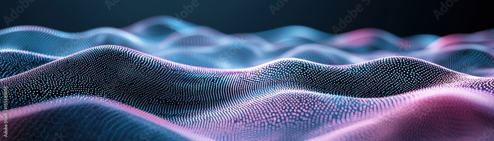 Poster Self-healing AI data field with shimmering feedback loops adapting to system integrity metrics with a blank space for text