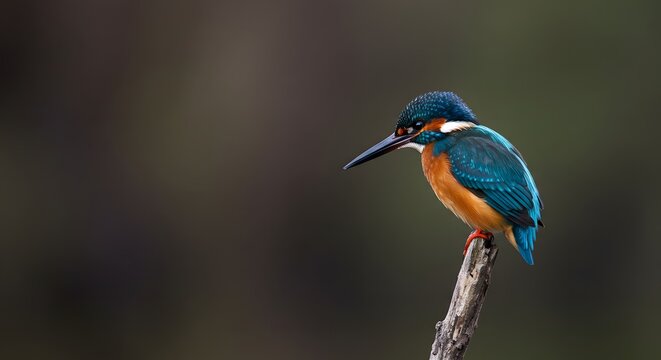 Kingfisher Bird on Branch Perch - Powered by Adobe