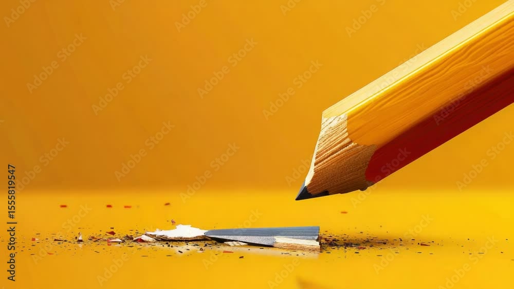 Poster a close-up shot of a pencil point hitting a piece of paper, highlighting the sharpness and precision