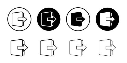 Logout icon set thin flat simple illustration symbol