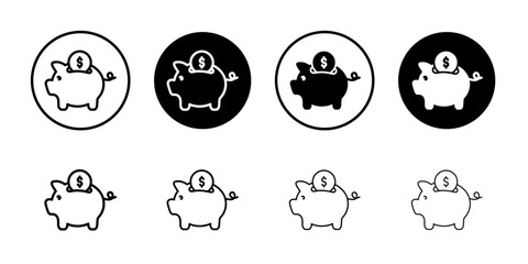 Piggy Bank icon thin flat simple illustration symbol