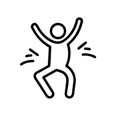 Stick figure jumping for joy with raised arms in playful pose  