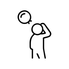 Simplified figure thinking with speech bubble above head  