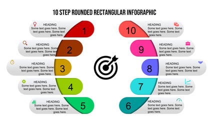 10 Step Rounded Infographic Template – Colorful Business Process Chart for PowerPoint. Fully Editable SVG for PowerPoint, Web, Illustrator, and most vector-based applications. 