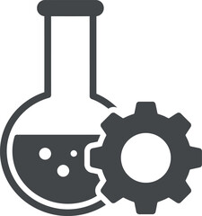Chemistry & Engineering Icon: Science Flask with Gear