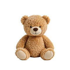 Obraz premium Teddy bear, sitting, furry, plush toy, isolated objects on a transparent background. 
