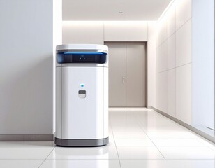 Dustbin with sensor lid, minimal hall background