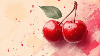 Stylized cherry with artistic design elements, offering a modern and distinctive portrayal with a creative touch.