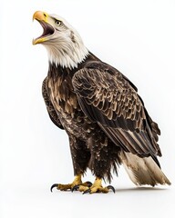 Obraz premium Bald Eagle Calling on White Background