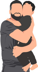 Fototapeta premium Loving Father Holding His Child in a Warm Embrace - Vector Illustration