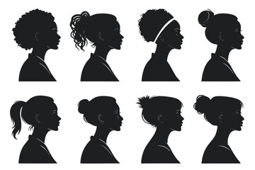 Profile Silhouettes of Diverse Women