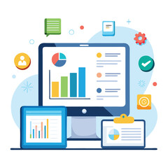 tablet-with-business-presentation-slides--floating.eps