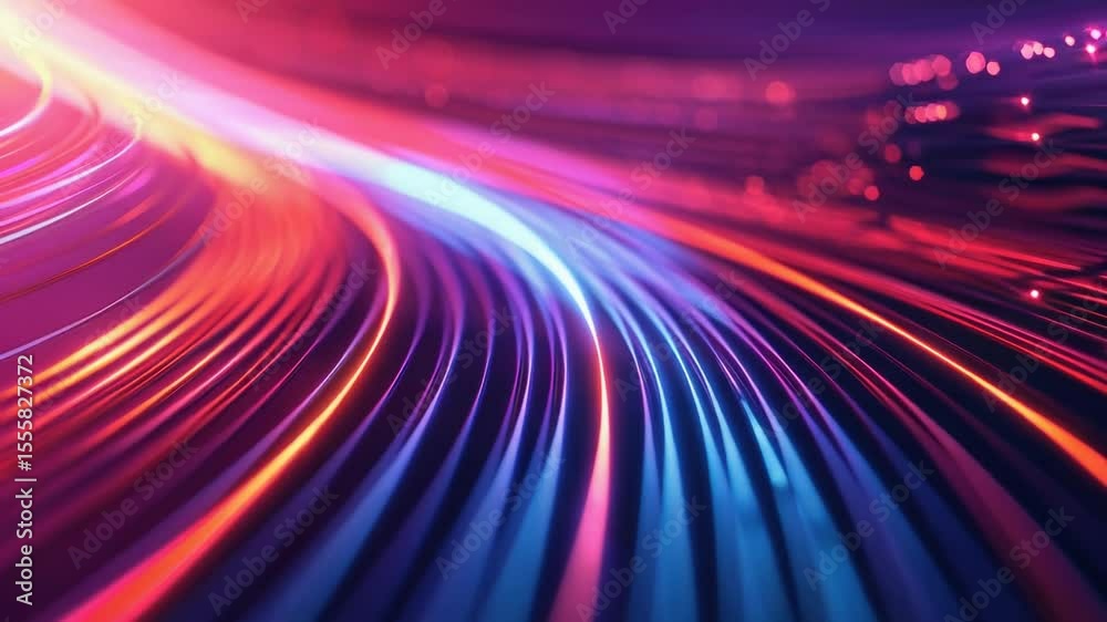 Poster A blurred image of a vibrant light trail with colorful streaks, suitable for background or abstract use