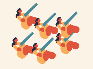 A seamless music-themed pattern featuring artistic illustrations of musical notes, instruments, speakers, microphones, headphones, vinyl records, and sound waves. This decorative background design 9