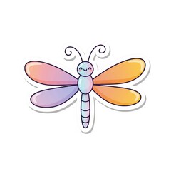Cute Pastel Dragonfly Cartoon Illustration