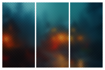 Spooky scene with houses in the night forest, made of glass tiles, transparent background
