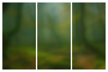 Terrifying scene in a spooky forest, made of glass tiles, transparent background
