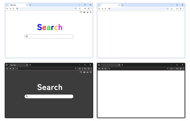 PCウィンドウ フレーム ブラウザ タブ 検索エンジン UI  Chrome風 (.SVG)	
