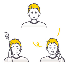 若い男性の表情イラストセット