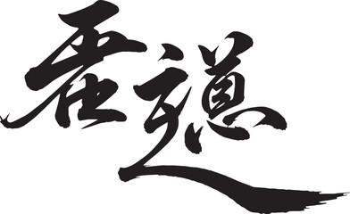 Elegant black ink brush strokes forming abstract chinese calligraphy characters conveying a sense of artistic expression and cultural heritage