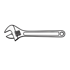 Silhouette image of a wrench on a white background