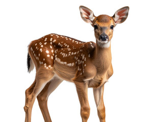 Young Deer Standing Still and Looking Ahead  Transparent Background