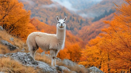 Fototapeta premium Llama Wild Animal Portrait In A Natural Environment