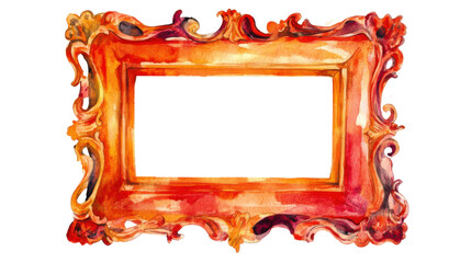 rectangular watercolor frame with warm orange color on white background