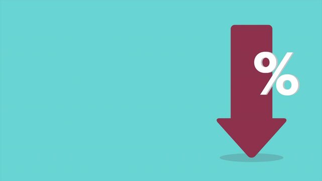 Red arrow with percentage symbol	