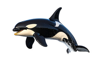 “Orca Whale Leaping Out of Water with Splash Effect, Transparent PNG”.