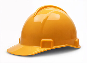 Fototapeta premium Bright yellow hard hat for construction safety on white background