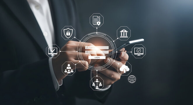 Person using digital security interface on smartphone