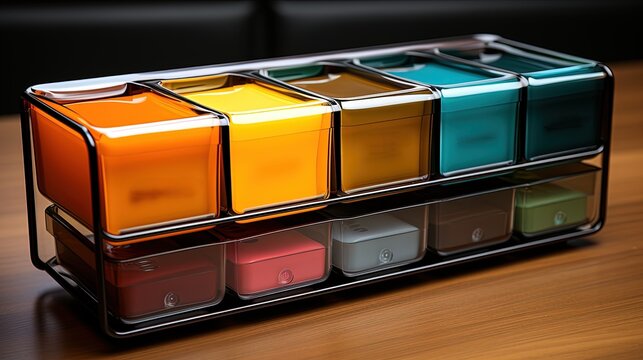 Stackable Modern ABS Inbox Tray, Colorful Office Organizer, Studio Shot