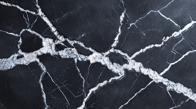 Striking black stone slab with contrasting white veining offers a dramatic and luxurious surface texture. Perfect for adding a touch of elegance to designs.
