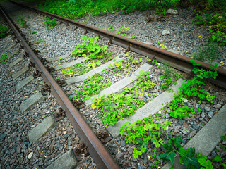Abandoned vintage railway track transportation backdrop
